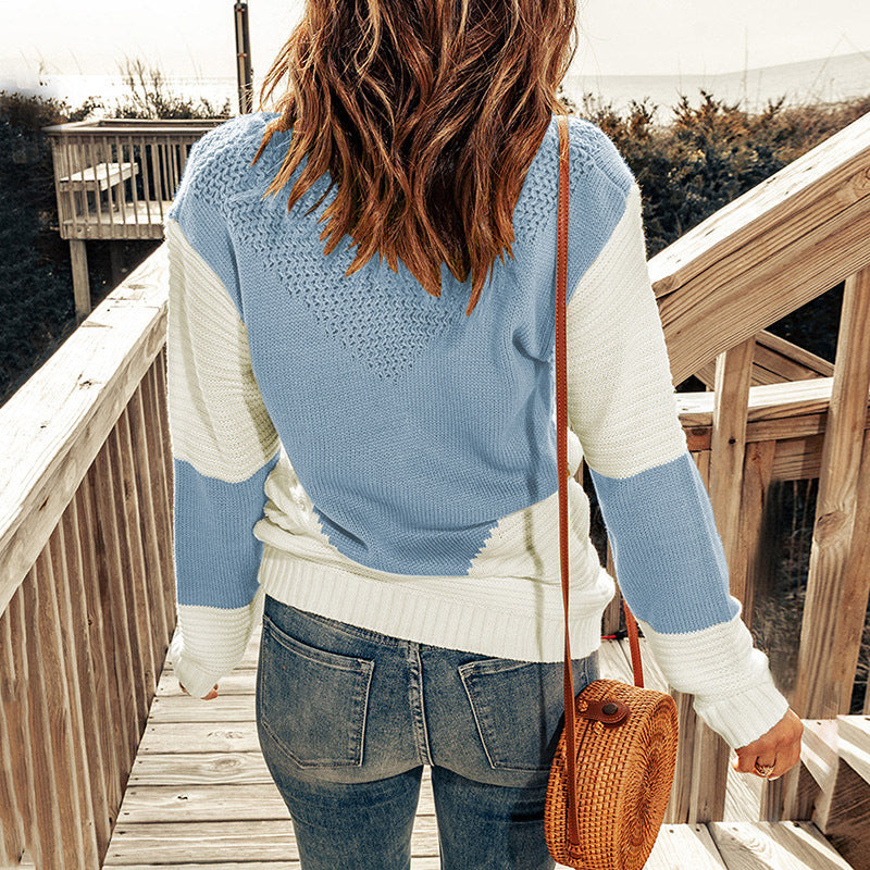 Pullover mit Rundhalsausschnitt und Farbblock
