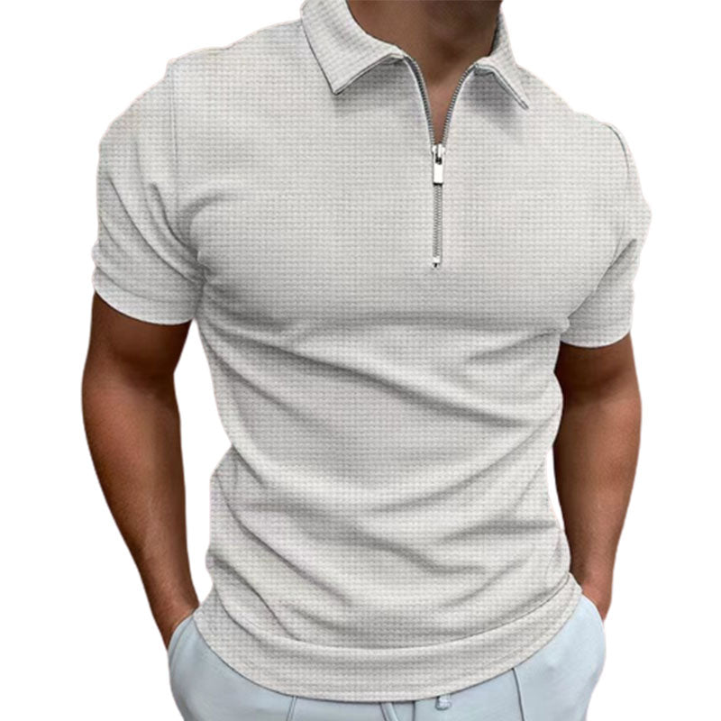 Einfarbiges Sommer-T-Shirt mit Reißverschluss