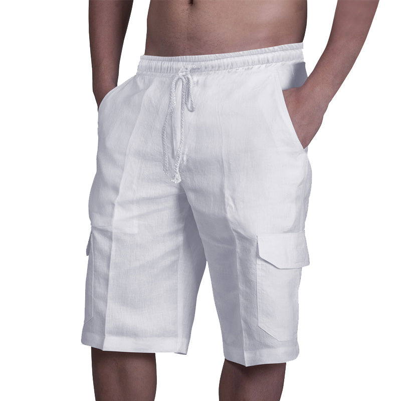 Einfarbige Strandshorts mit Tasche und Kordelzug