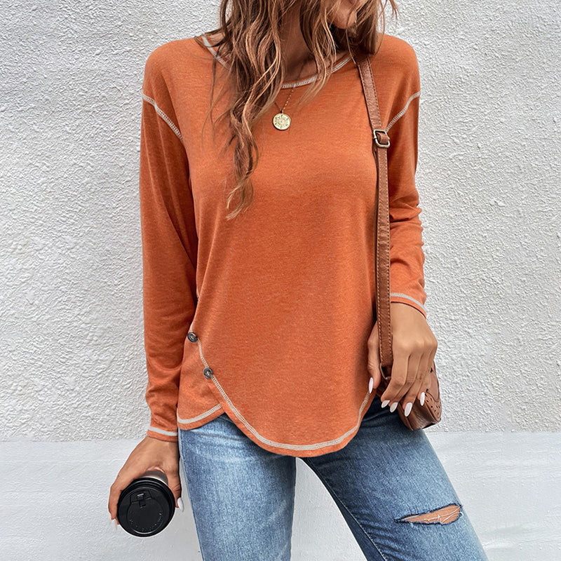 Einfarbiges Unregelmäßiges T-Shirt mit Knopf