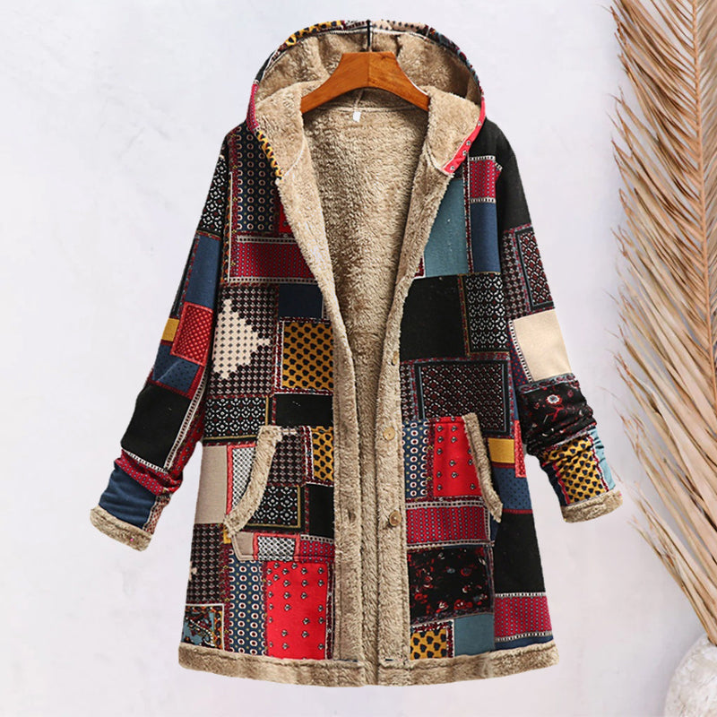Kapuzen-Sweatshirt-Mantel aus Baumwolle und Fleece