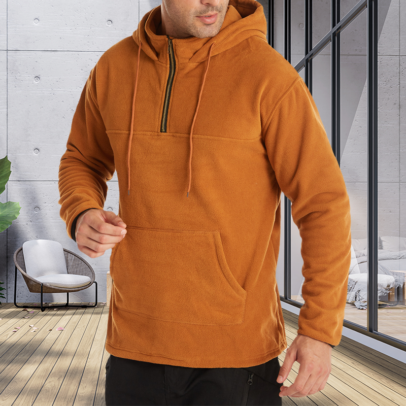 Einfarbiger Fleece-Kapuzenpullover für Herren