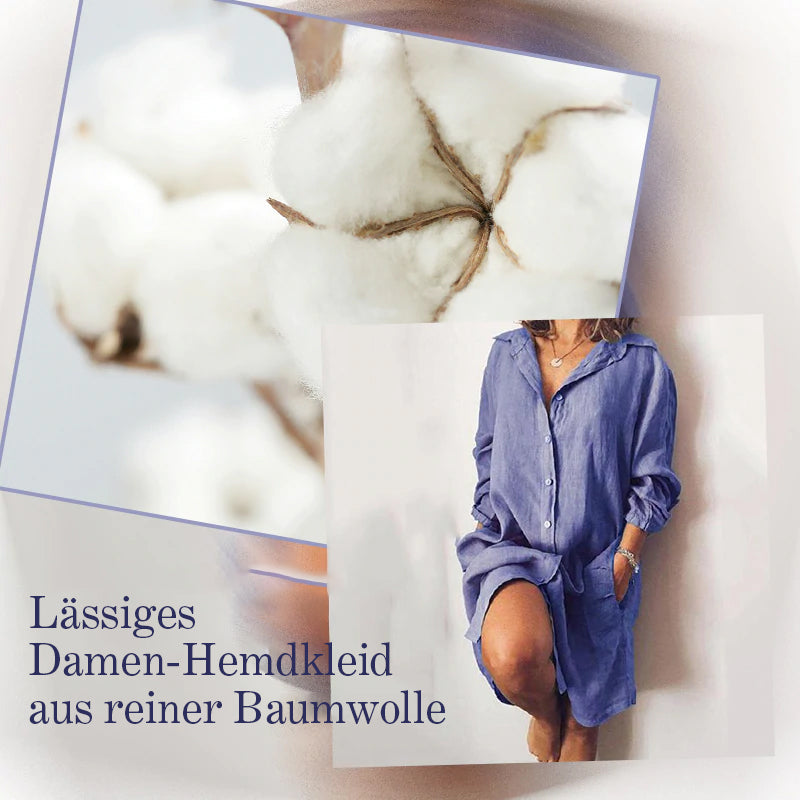 Lässiges Damen-Hemdkleid in reiner Farbe