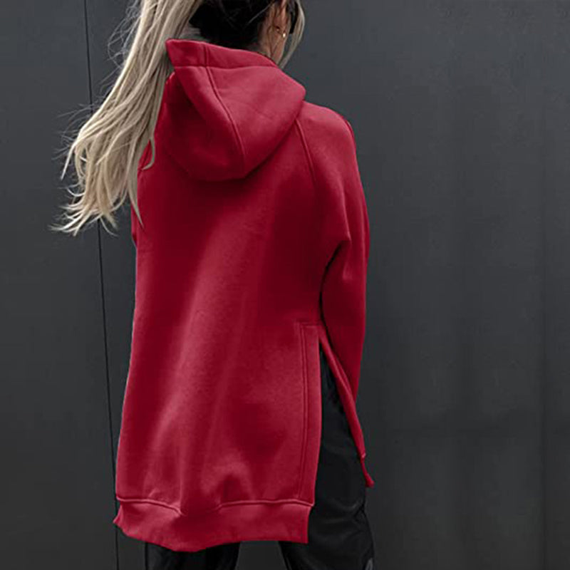Langarm-Fleece-Sweatshirt mit Kapuze für Damen