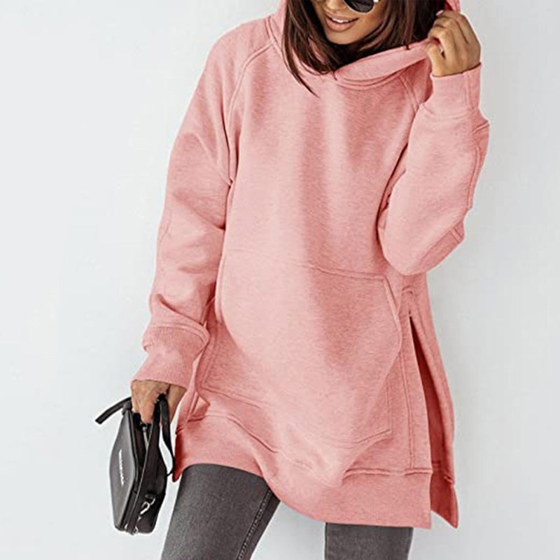 Langarm-Fleece-Sweatshirt mit Kapuze für Damen