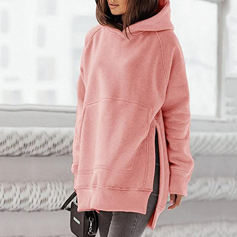 Langarm-Fleece-Sweatshirt mit Kapuze für Damen