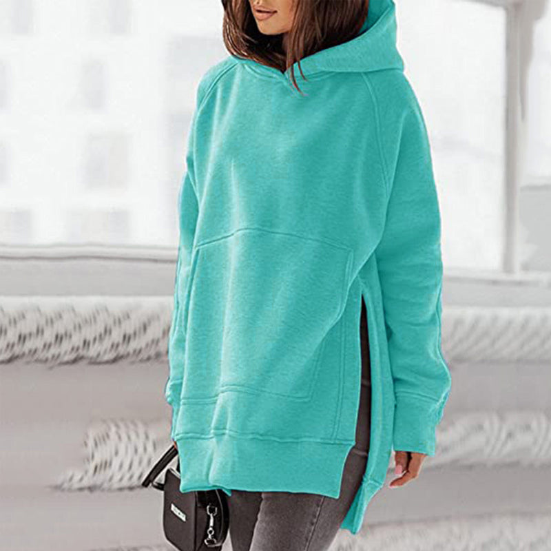 Langarm-Fleece-Sweatshirt mit Kapuze für Damen