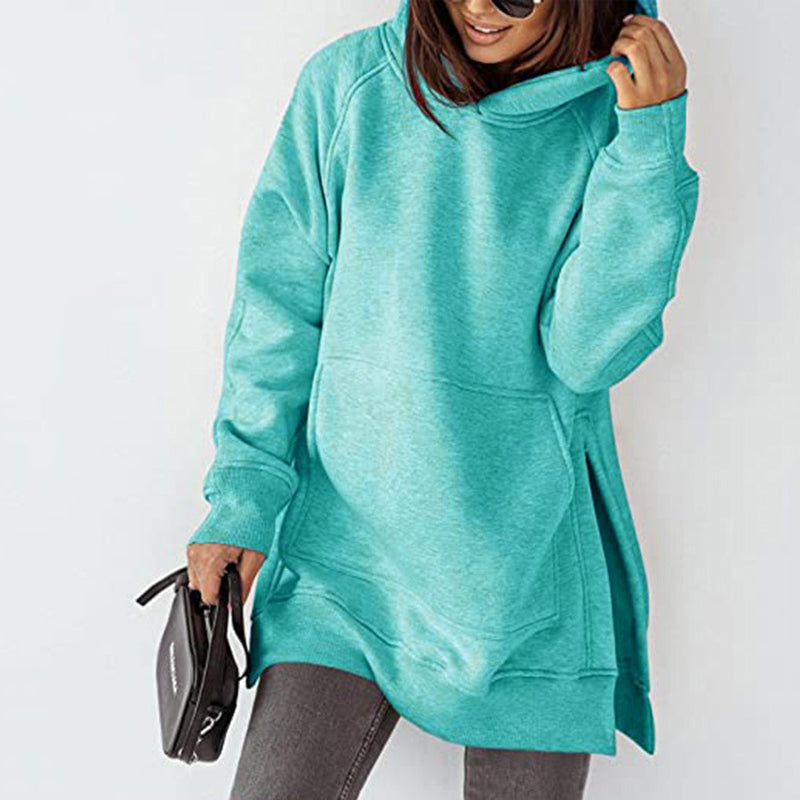 Langarm-Fleece-Sweatshirt mit Kapuze für Damen