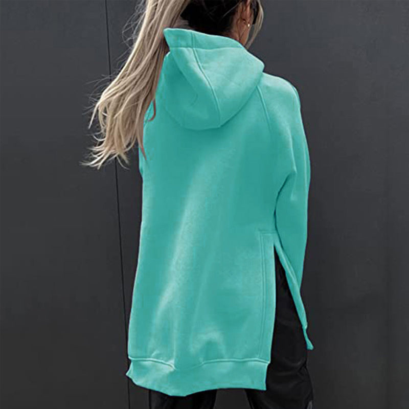 Langarm-Fleece-Sweatshirt mit Kapuze für Damen