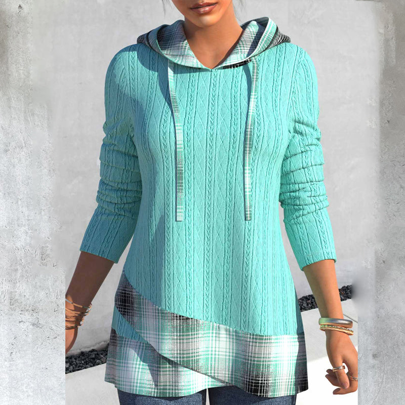 Gestreiftes Strickoberteil mit Kapuze