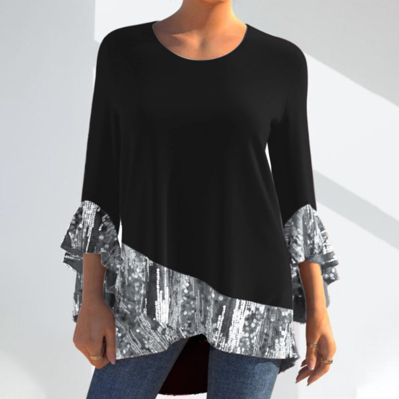 Pailletteneinsätze unregelmäßige Bluse