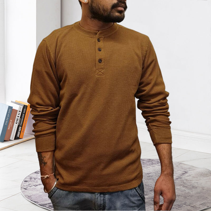 Einfarbiges T-Shirt Unterhemd Langarmpolo
