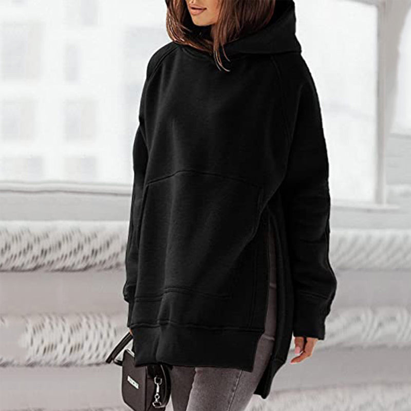 Langarm-Fleece-Sweatshirt mit Kapuze für Damen