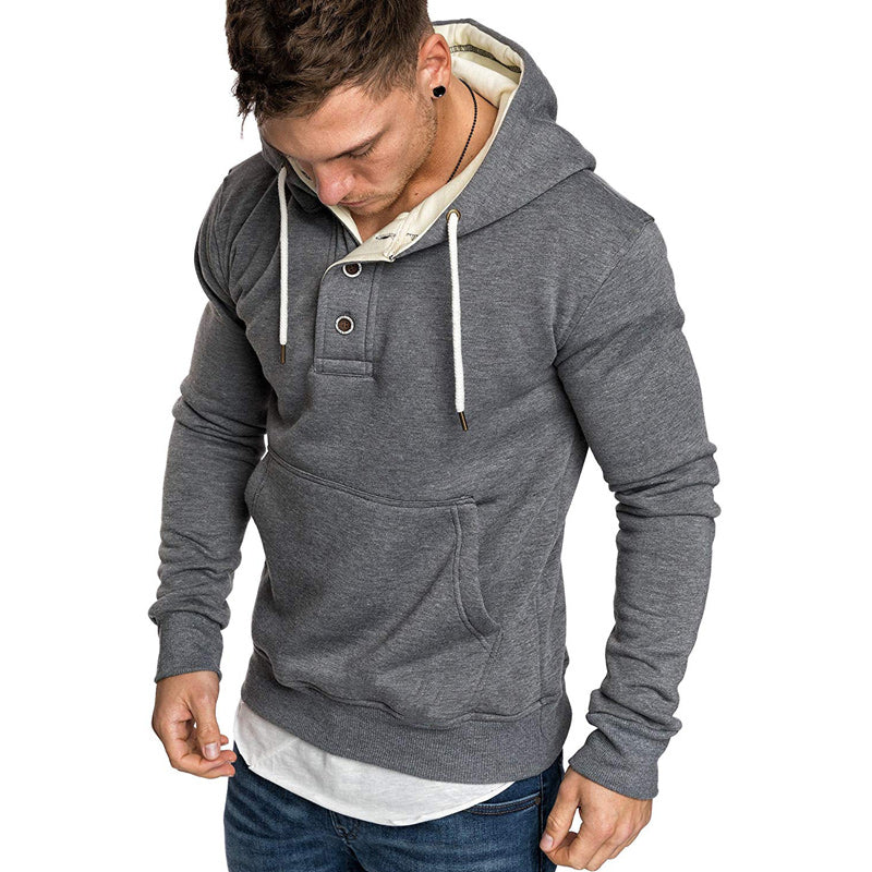 Stylischer Kapuzenpullover mit Knöpfen für Herren