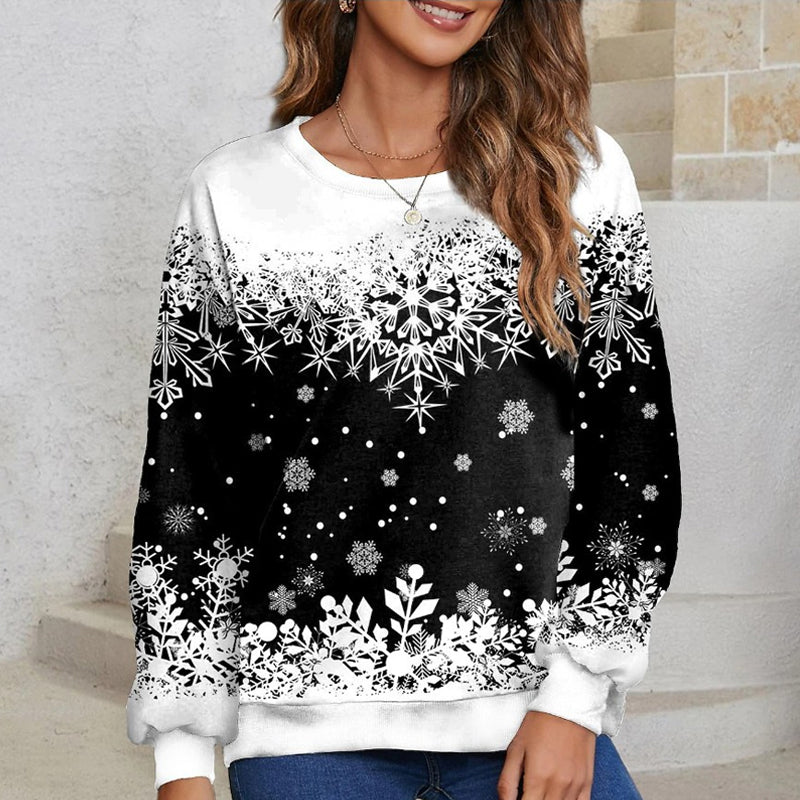 Damen Weihnachtspullover mit mit Schneeflocken-Aufdruck