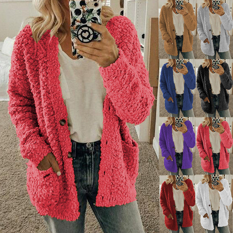 Herbst und Winter Cardigan Lässige kurze Samtjacke in Übergröße