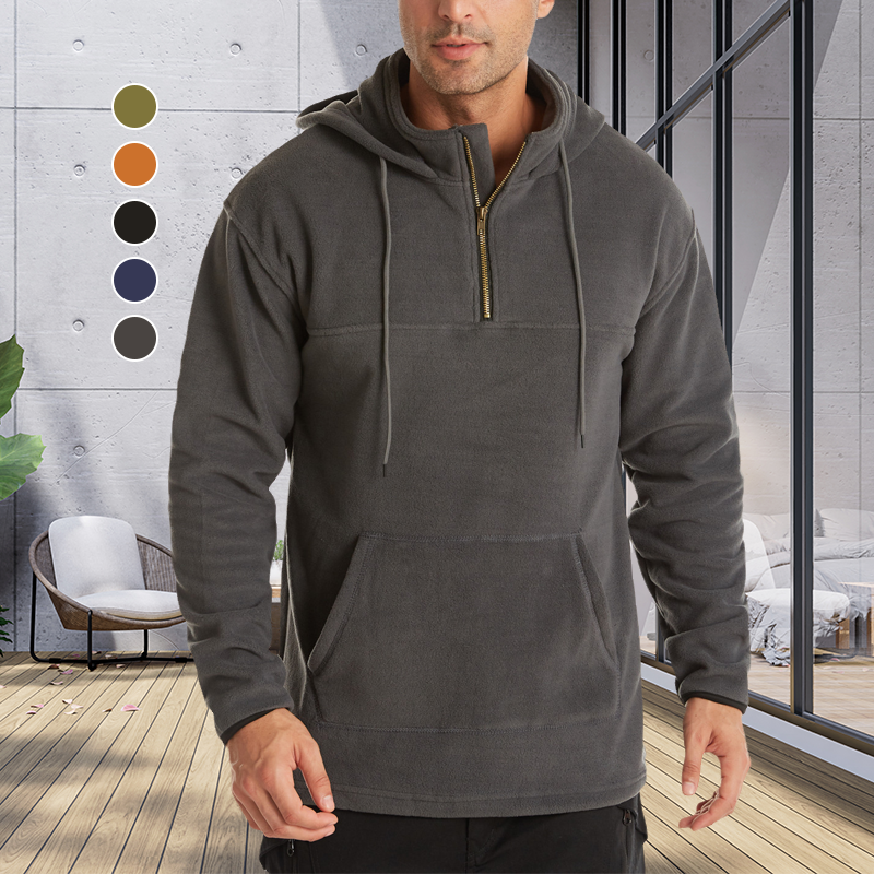 Einfarbiger Fleece-Kapuzenpullover für Herren