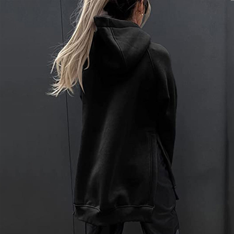 Langarm-Fleece-Sweatshirt mit Kapuze für Damen