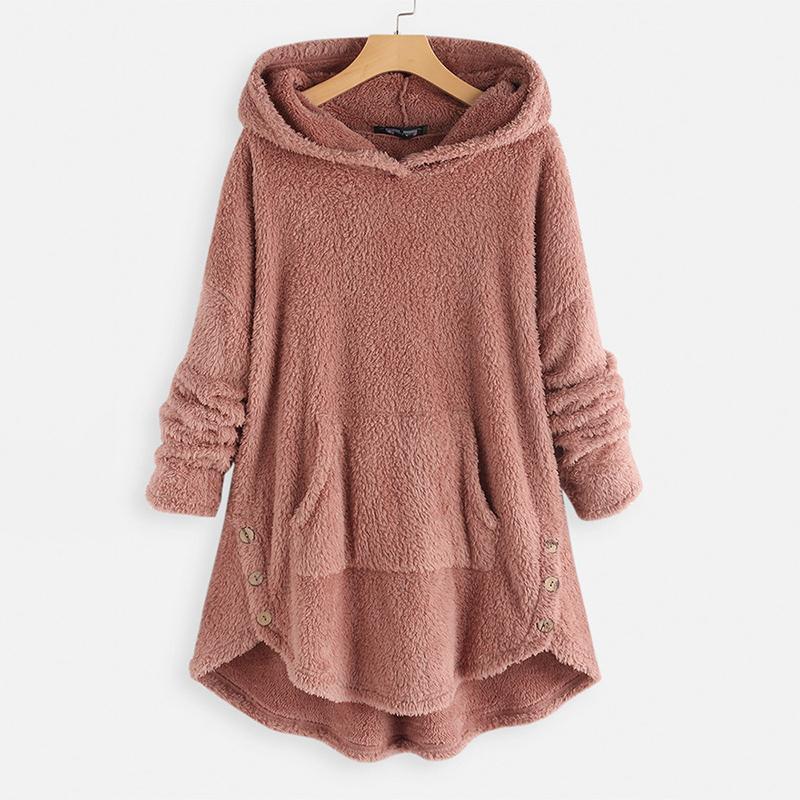 Damen Warme Kapuzenpullover mit Großer Tasche