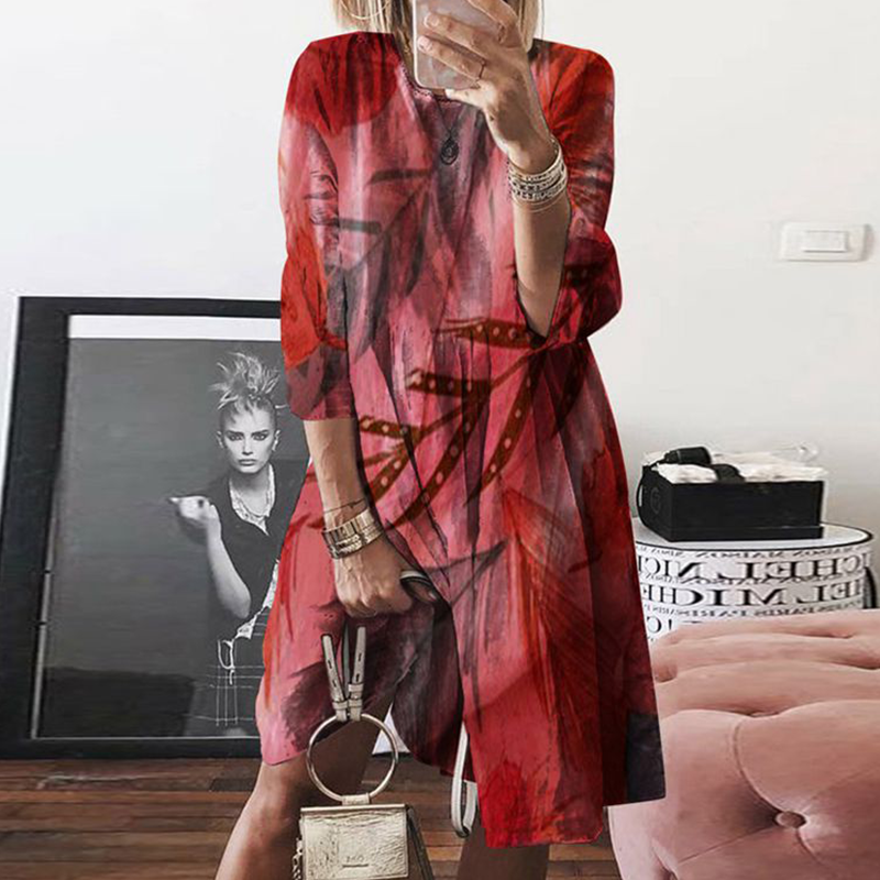 Bedrucktes Leinenkleid für Damen