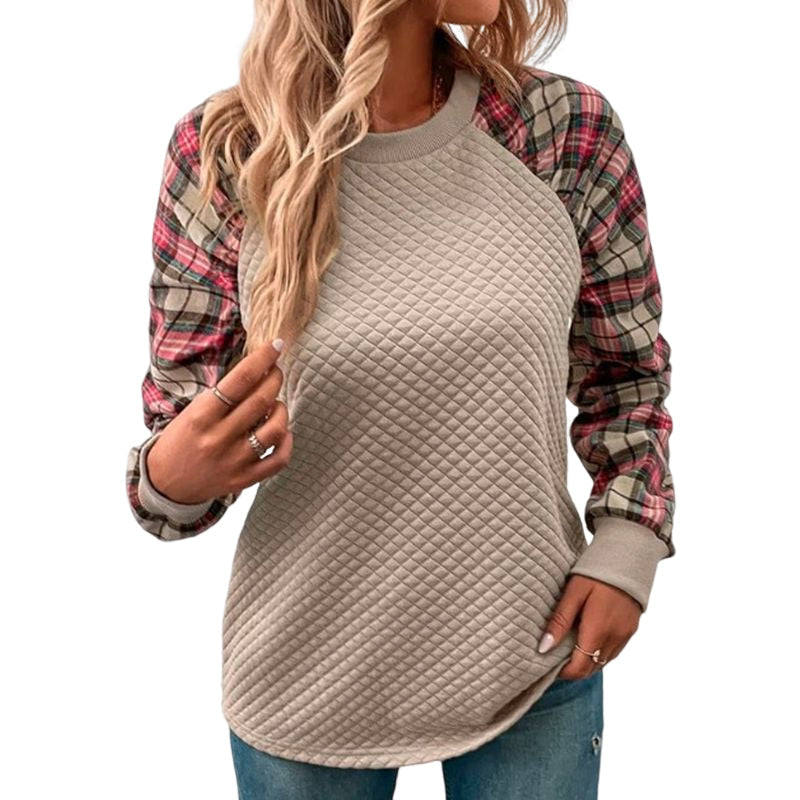 Karierte Patchwork-Sweatshirts für Damen