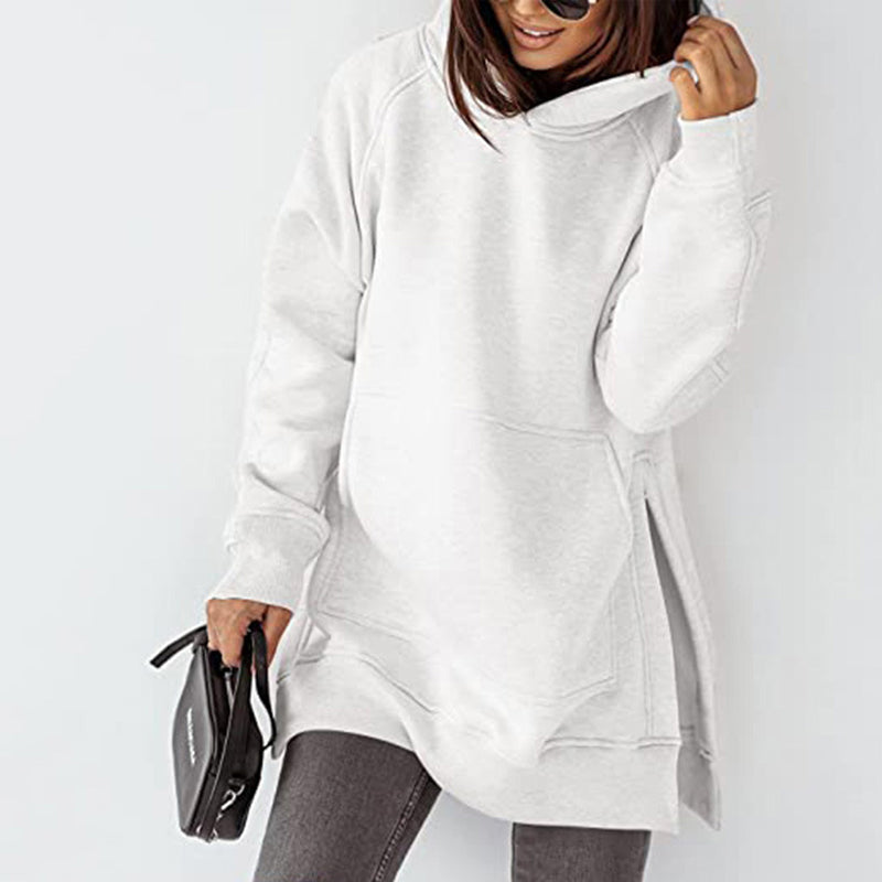 Langarm-Fleece-Sweatshirt mit Kapuze für Damen