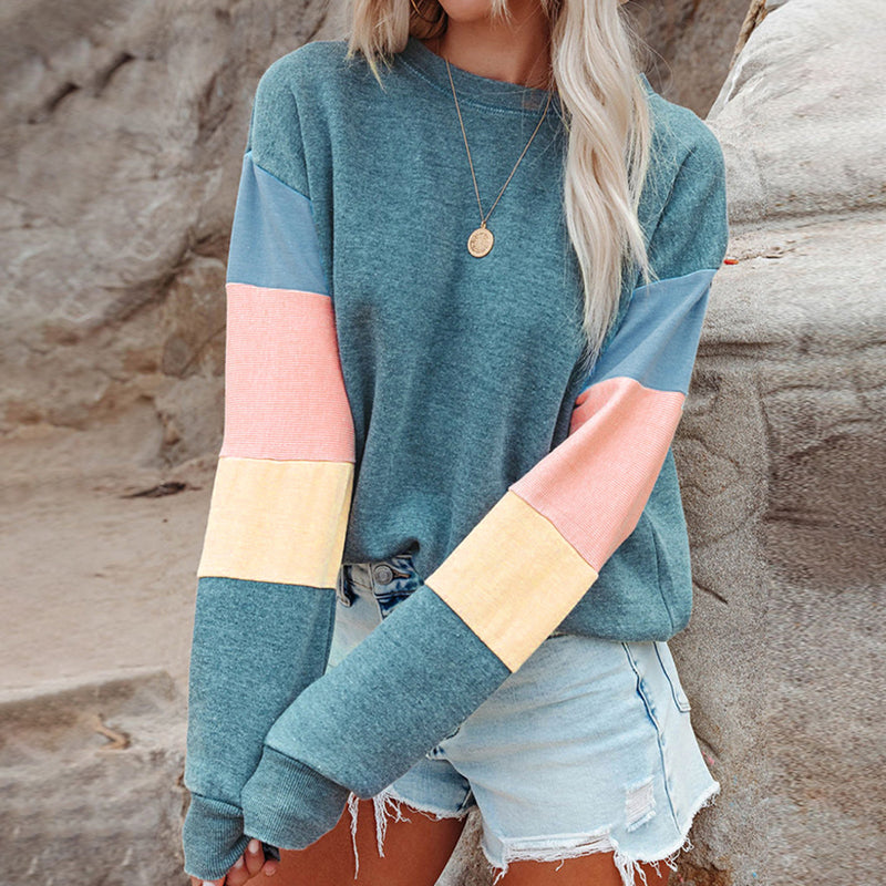 Kontrast-Sweatshirt mit Rundhalsausschnitt
