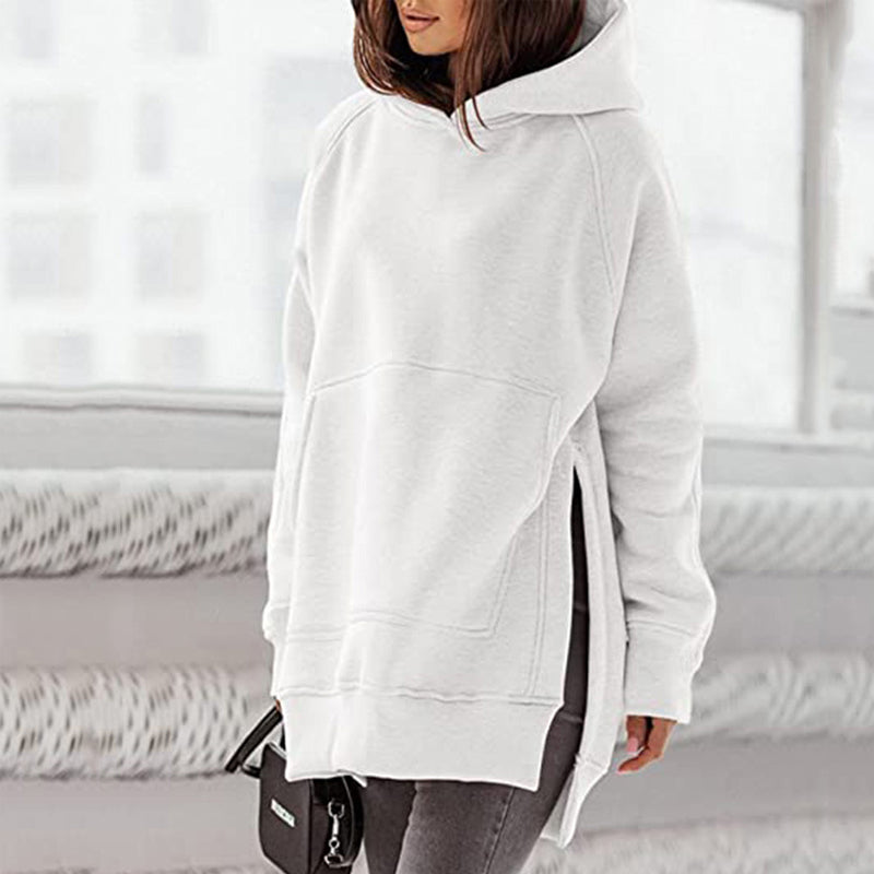 Langarm-Fleece-Sweatshirt mit Kapuze für Damen