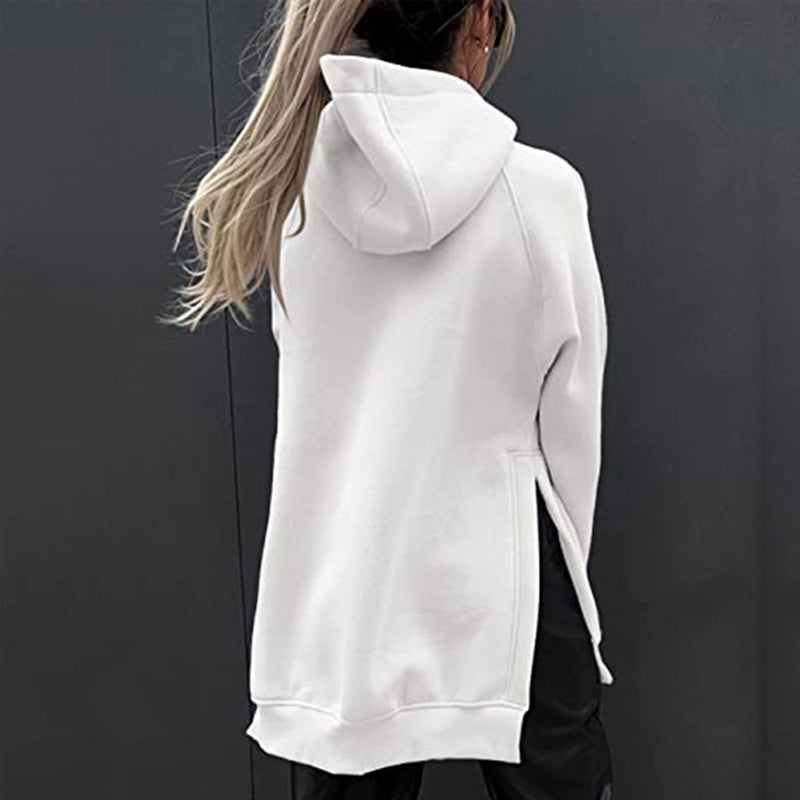 Langarm-Fleece-Sweatshirt mit Kapuze für Damen