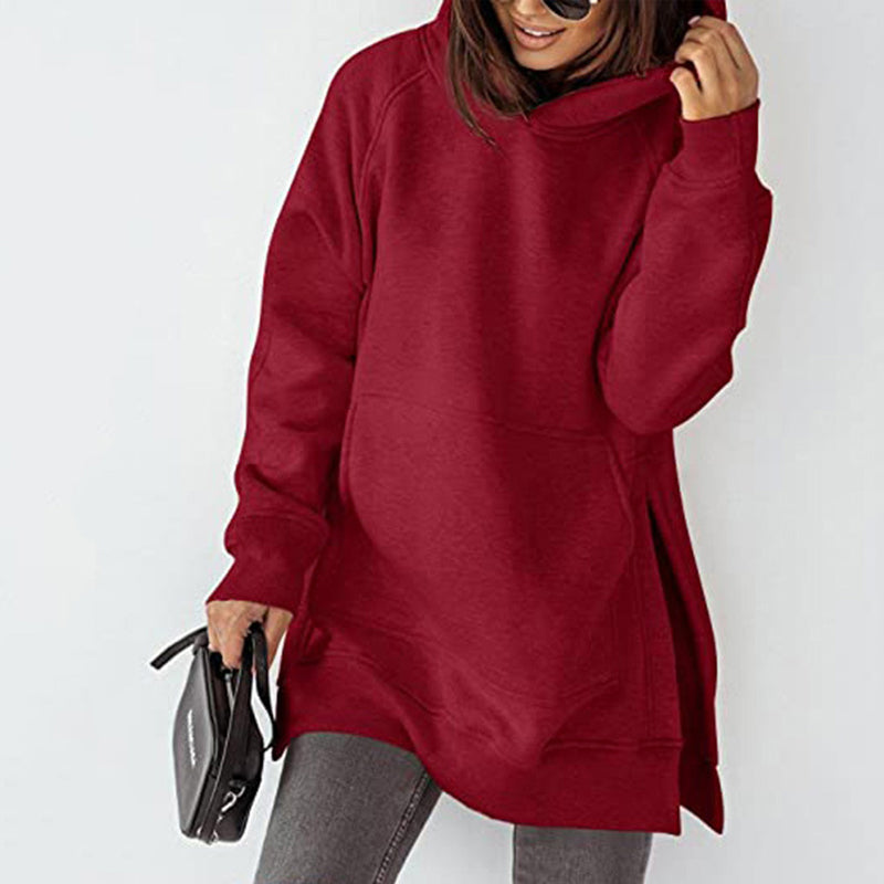 Langarm-Fleece-Sweatshirt mit Kapuze für Damen