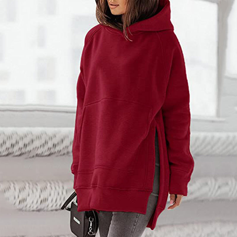 Langarm-Fleece-Sweatshirt mit Kapuze für Damen