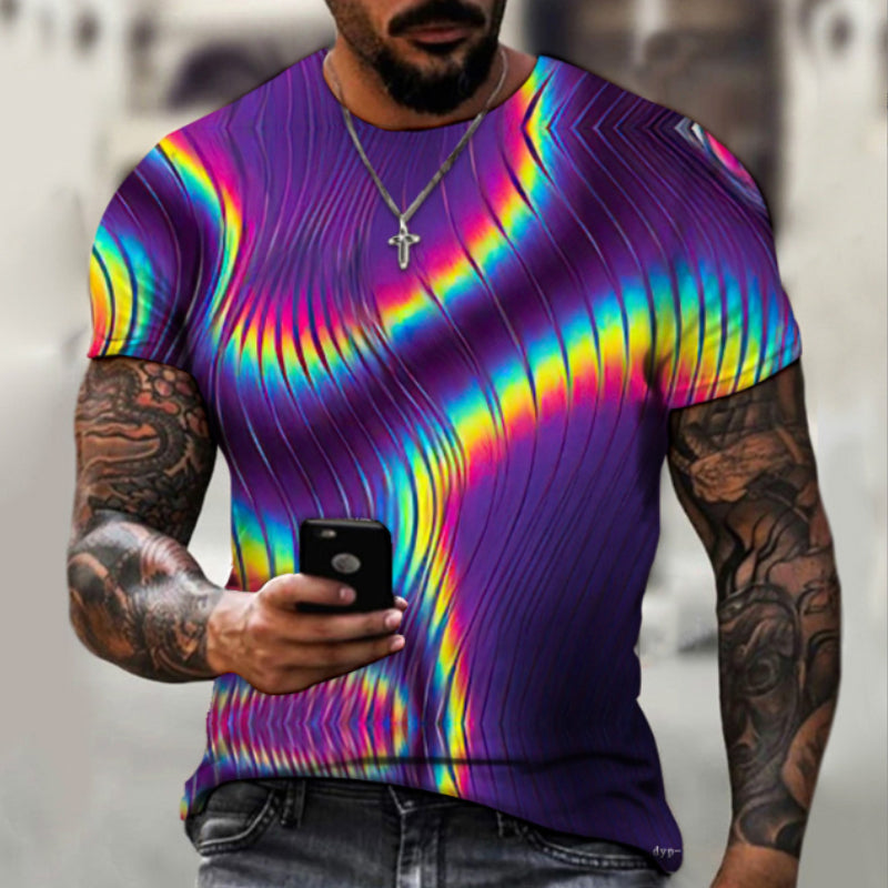 Lässiges Kurzärmliges T-Shirt mit 3D-Digitaldruck für Herren