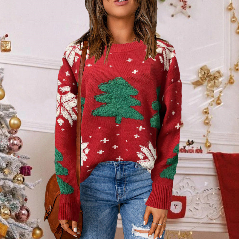 Weihnachtspullover mit Rundhalsausschnitt