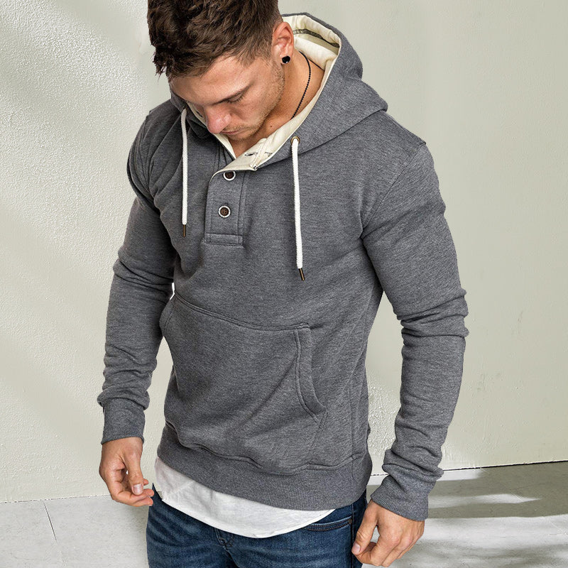 Stylischer Kapuzenpullover mit Knöpfen für Herren