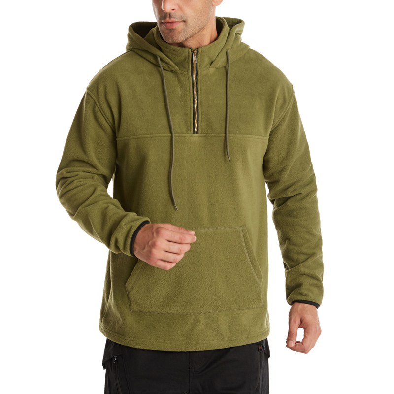 Einfarbiger Fleece-Kapuzenpullover für Herren
