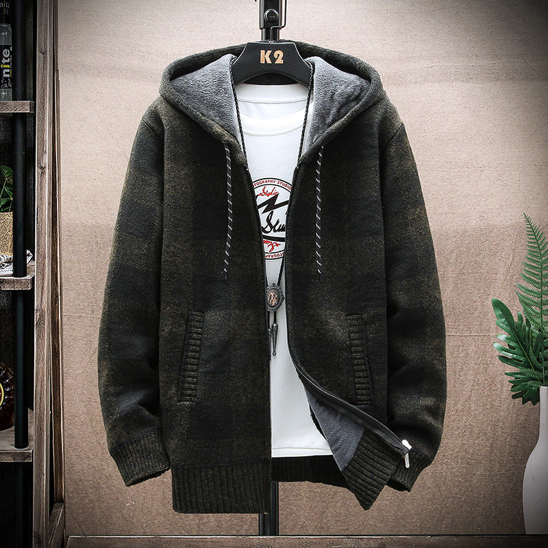 Kapuzenjacke mit Karodruck