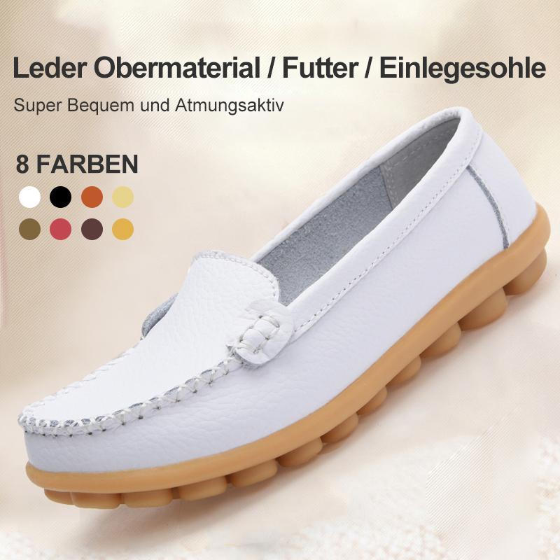 Damen Leder Slip-on Flache Loafer Schuhe