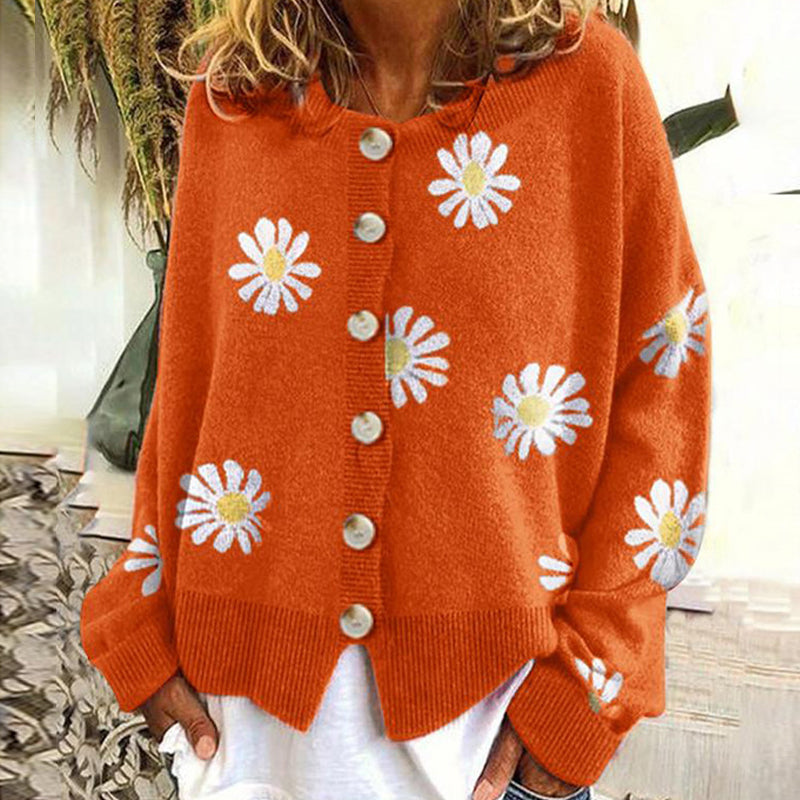 Süße Strickjacke mit Gänseblümchen