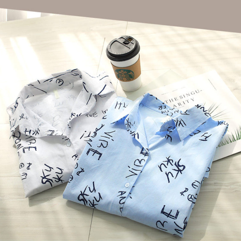 Langarm-Bluse mit Buchstabendruck