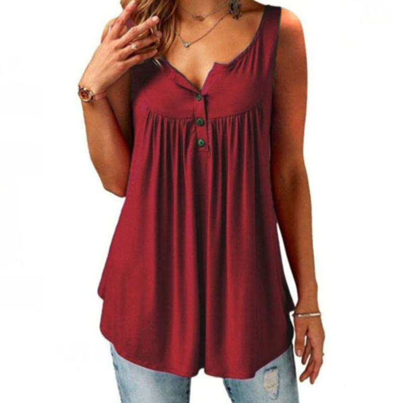 Damen Bequemes ärmelloses Tanktop mit losem Knopf für Frauen