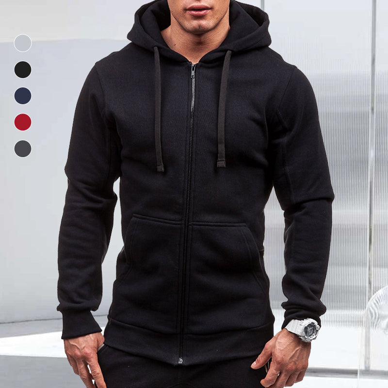 Einfarbiger Hoodie mit Reißverschluss