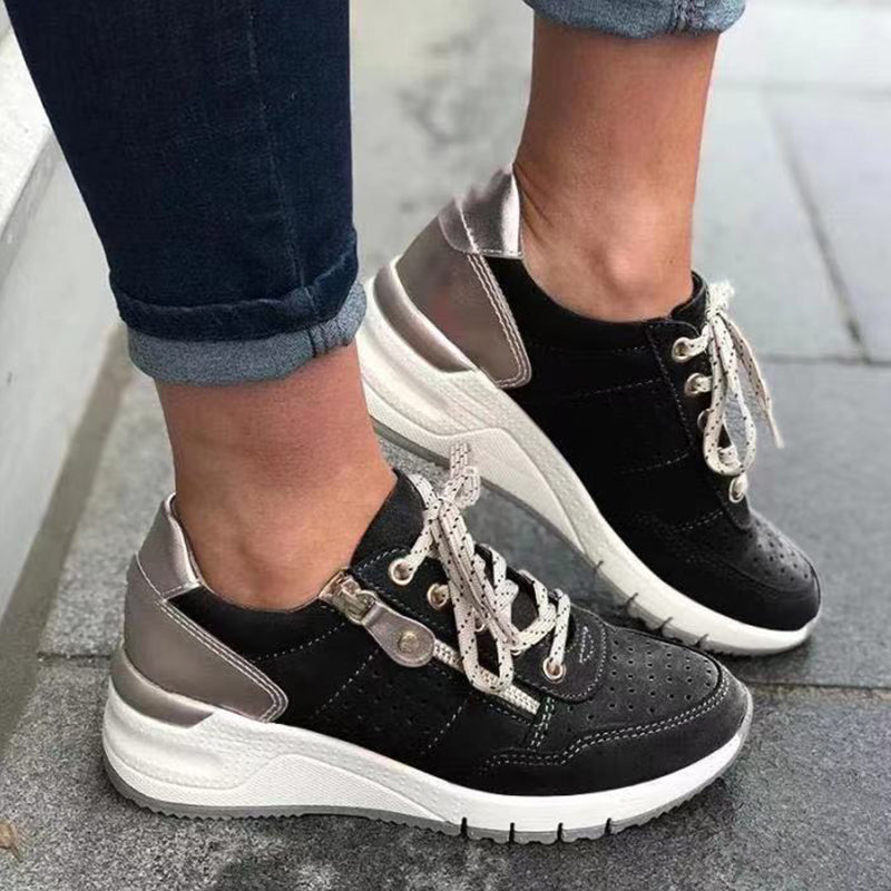 Einfarbige Atmungsaktive Turnschuhe Mit Dicker Sohle
