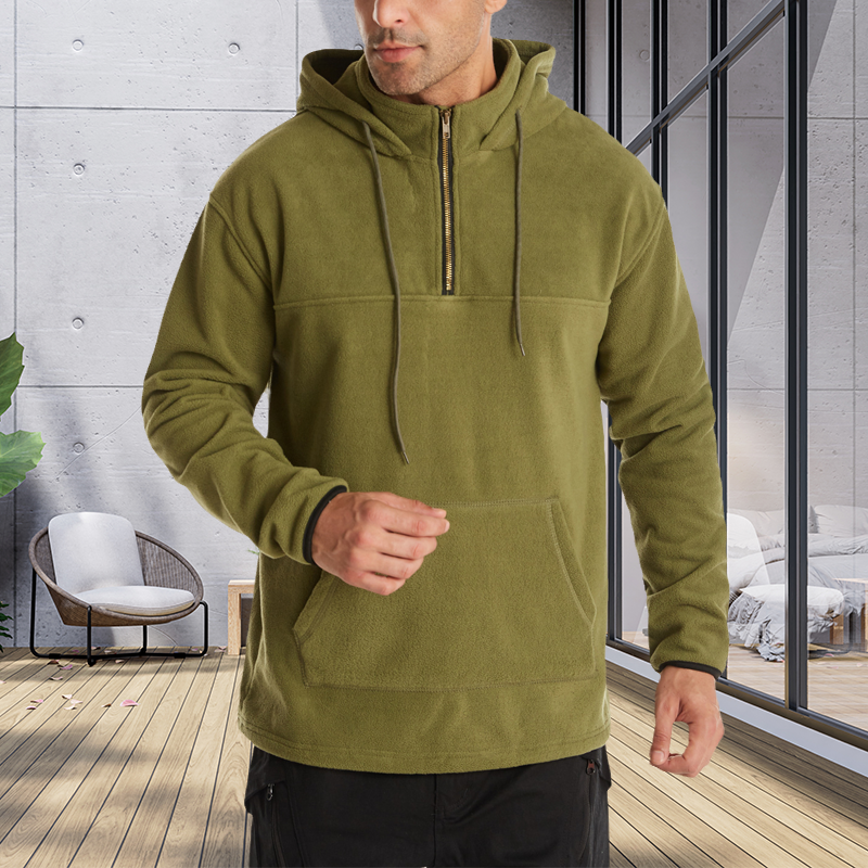 Einfarbiger Fleece-Kapuzenpullover für Herren
