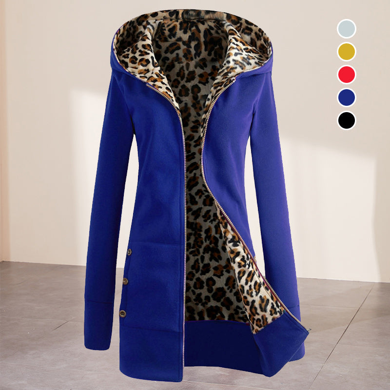 Plüsch-Sweatshirt mit Leopardenprint und Reißverschluss