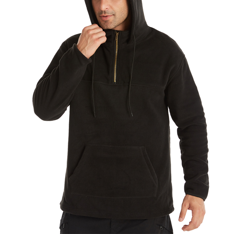 Einfarbiger Fleece-Kapuzenpullover für Herren