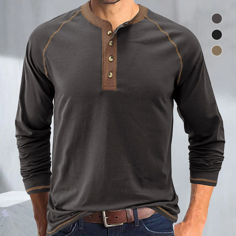 Langärmeliges Sportssweatshirt mit Brustknopfe Langarmpolo