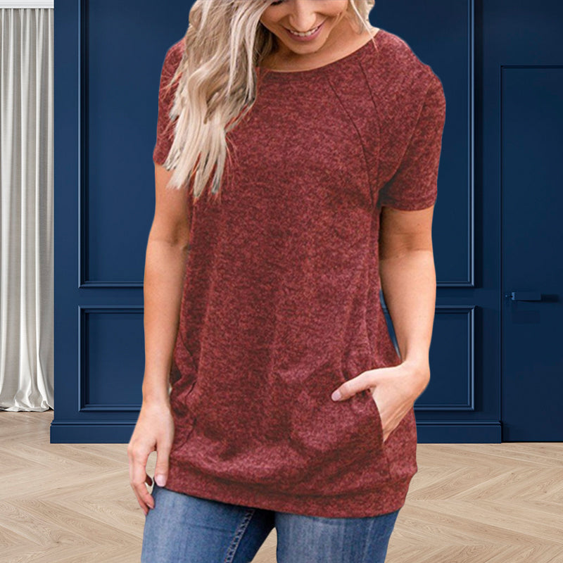 Lockeres lässiges schweißabsorbierendes T-Shirt für Damen mit Rundhalsausschnitt