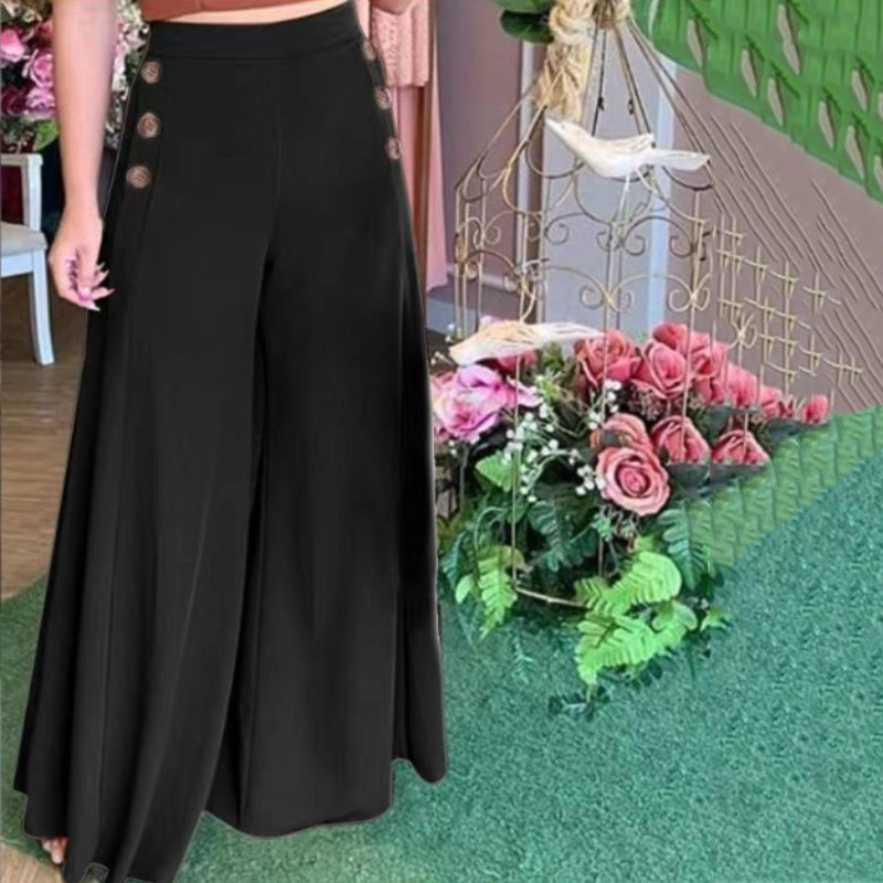 Damen Sommerhose mit hoher Taille und weitem Bein