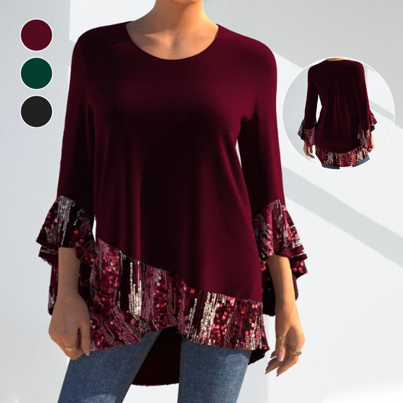 Pailletteneinsätze unregelmäßige Bluse