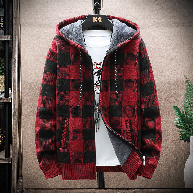 Kapuzenjacke mit Karodruck